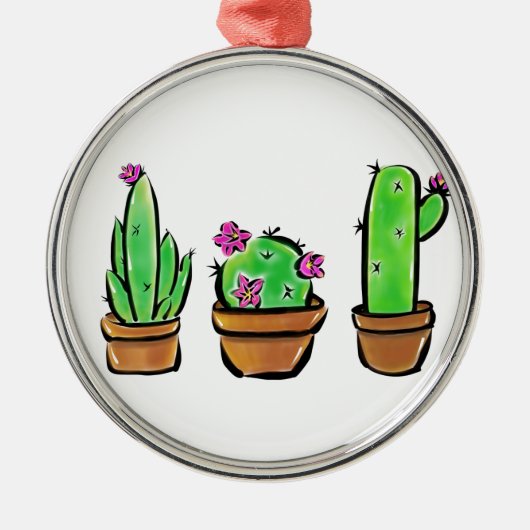 Leuke Cactus cactussen vetplanten Metalen Ornament (Voorkant)