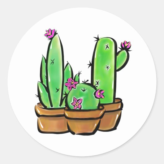 Leuke Cactus cactussen vetplanten Ronde Sticker (Voorkant)