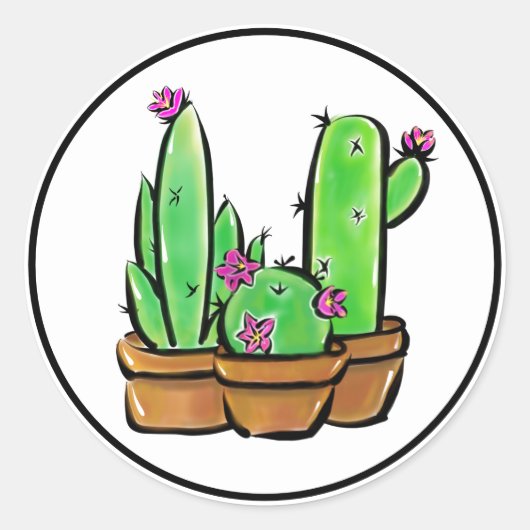 Leuke Cactus cactussen vetplanten Ronde Sticker (Voorkant)