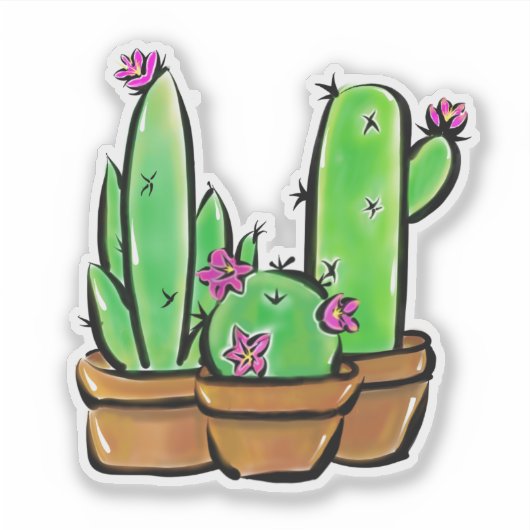 Leuke Cactus cactussen vetplanten Sticker (Voorkant)