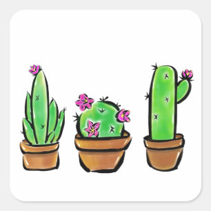 Leuke Cactus cactussen vetplanten Vierkante Sticker