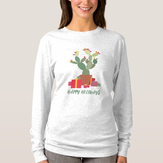 Leuke cactus feestdagen Groeten T-shirt (Voorkant)