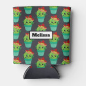 Leuke Cactus in een Sombrero Patroon Blikjeskoeler (Voorkant)