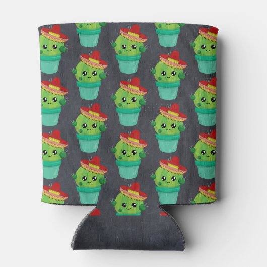 Leuke Cactus in een Sombrero Patroon Blikjeskoeler (Achterkant)