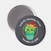 Leuke Cactus in een Sombrero Verjaardag Save the D Magneet (Voorkant / Achterkant)