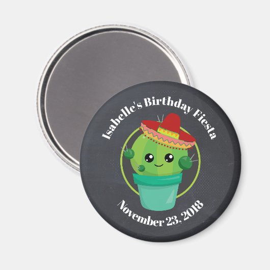 Leuke Cactus in een Sombrero Verjaardag Save the D Magneet (Voorkant / Achterkant)