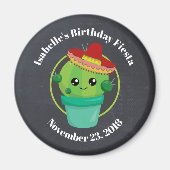 Leuke Cactus in een Sombrero Verjaardag Save the D Magneet (Voorkant)