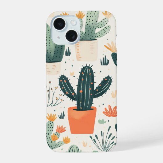 Leuke Cactus iPhone Hoesje 15 Case (Achterkant)