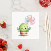 Leuke Cactus met Verjaardagsballonnen Servet (Insitu)