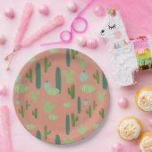 Leuke Cactus Peach & Green Papieren Bordje (Feest)