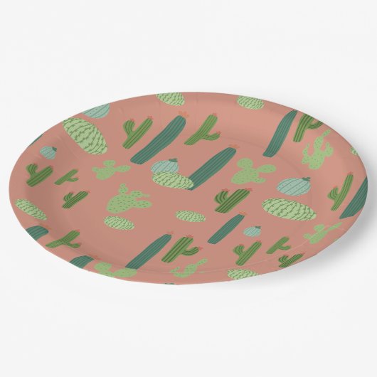 Leuke Cactus Peach & Green Papieren Bordje (Gekanteld)