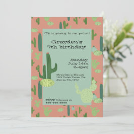 Leuke Cactus Peach & Green Verjaardag Kaart