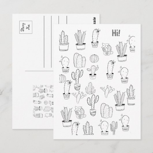 Leuke Cactus Planten Schilderbaar Briefkaart (Voorkant / Achterkant)