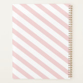 Leuke Cactus Roze Witte Gestreepte Patroon Planner (Achterkant)