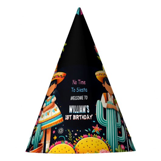 leuke cactus schattig uno taco eerste fiesta 1e ve feesthoedjes (Voorkant)