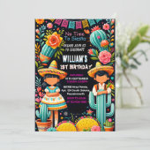 leuke cactus schattig uno taco eerste fiesta 1e ve kaart (Staand voorkant)