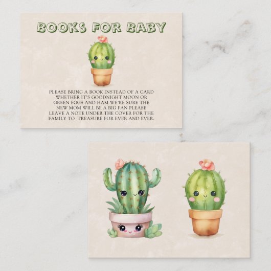 Leuke Cactus Succulent Boeken voor Baby Visitekaartje (Voorkant / Achterkant)