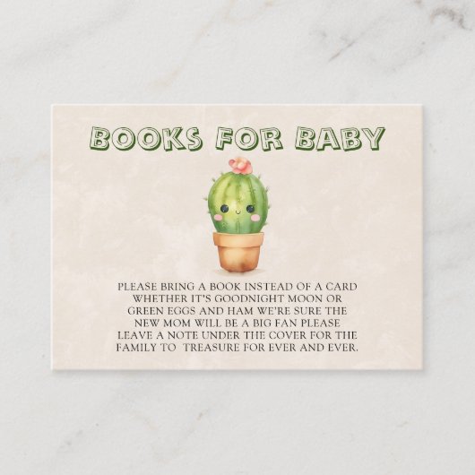 Leuke Cactus Succulent Boeken voor Baby Visitekaartje (Voorkant)