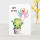 Leuke cactus voor 77e verjaardag kaart (Gele Bloem)
