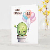 Leuke cactus voor 80ste verjaardag kaart (Gele Bloem)