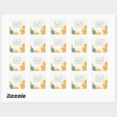 Leuke Cactus Welkom Baby Naam Baby shower Vierkante Sticker (Vel)