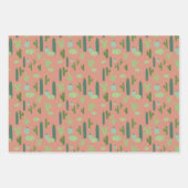 Leuke cactussen in perzik, groen, blauw inpakpapier vel (Voorkant)