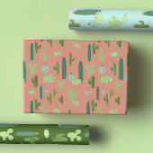 Leuke cactussen in perzik, groen, blauw inpakpapier vel
