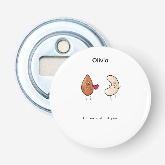 Leuke cadeau, Verliefd op jou, grappig, noten Button Flesopener (Voorkant)