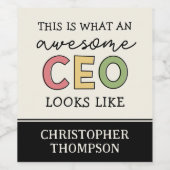 Leuke cadeaus voor CEO | Geweldige CEO-baas cadeau Wijn Etiket (Enkel label)