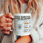 Leuke cafeïne-infusieblauwdruk voor kantoormedewer koffiemok