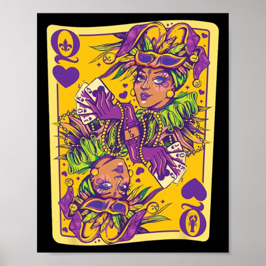 Leuke Cajun Queen of Hearts Mardi Gras Design Poster (Voorkant)