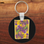 Leuke Cajun Queen of Hearts Mardi Gras Design Sleutelhanger (Voorkant)