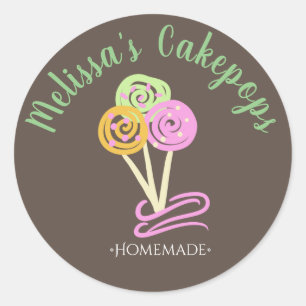 Leuke Cakepop Logo Banner Thuis Bakkerij Spiraal Ronde Sticker