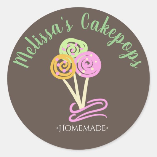 Leuke Cakepop Logo Banner Zelfgemaakte Bakkerij Sw Ronde Sticker (Voorkant)