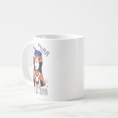 Leuke Calico Cat Train Conductor Motto Cartoon Koffiemok (Voorkant links)