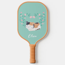 Leuke Calico Kat en Bloemen Pickleball Paddle