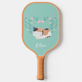 Leuke Calico Kat en Bloemen Pickleball Paddle (Achterkant)