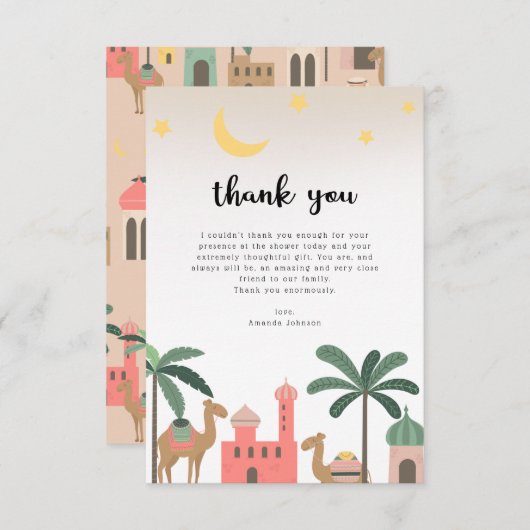 Leuke Camel Desert Baby shower bedankje Bedankkaart (Voorkant / Achterkant)