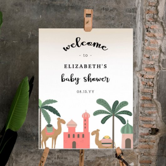 Leuke Camel Desert Baby shower Welkom Poster