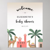 Leuke Camel Desert Baby shower Welkom Poster (Voorkant)