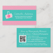 Leuke Camera Roze Chevron Professionele Fotograaf Visitekaartje (Voorkant / Achterkant)