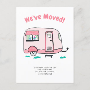 Leuke camperillustratie verhuisbericht aankondigingskaart