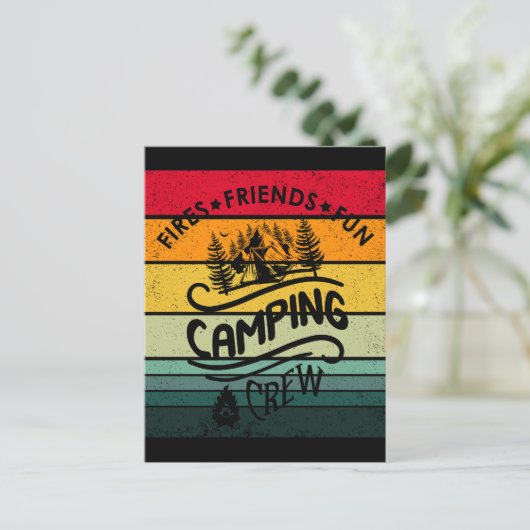 Leuke camping crew slogan leuke camper vrienden briefkaart (Staand voorkant)
