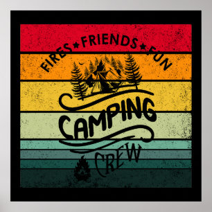 Leuke camping crew slogan leuke camper vrienden poster