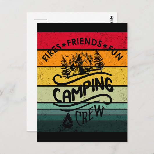 Leuke camping crew slogan leuke kampeer vrienden briefkaart (Voorkant / Achterkant)