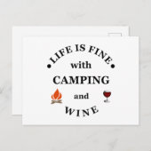 Leuke camping en wijn gezegden feestdagenkaart (Voorkant / Achterkant)