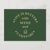 Leuke camping en wijn gezegden feestdagenkaart (Voorkant)
