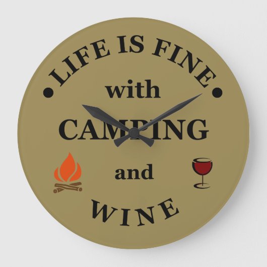 Leuke camping en wijn gezegden grote klok (Voorkant)