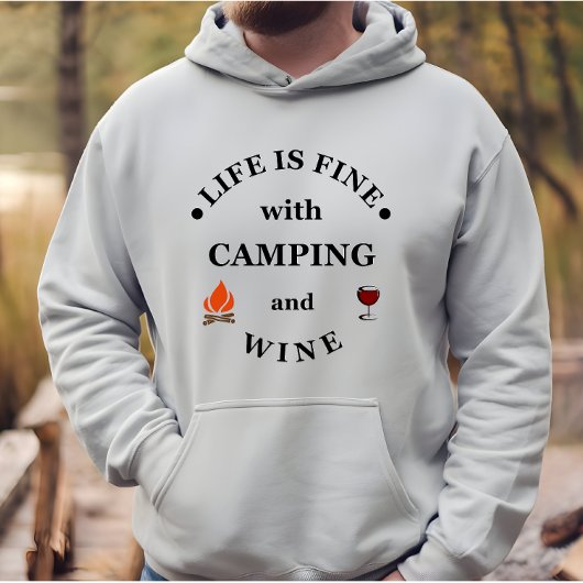 Leuke camping en wijn gezegden hoodie