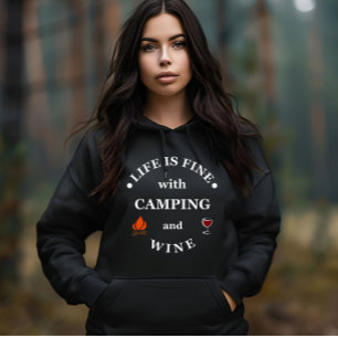 Leuke camping en wijn gezegden hoodie